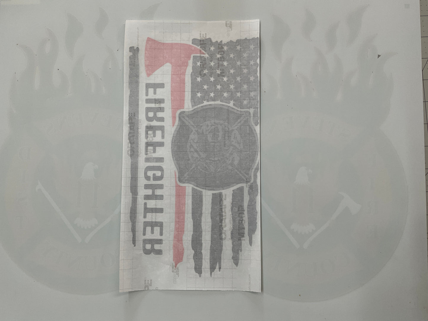 SCFD 11 Distressed Flag in Red & Black Vinyl Decal FIREFIGHTER