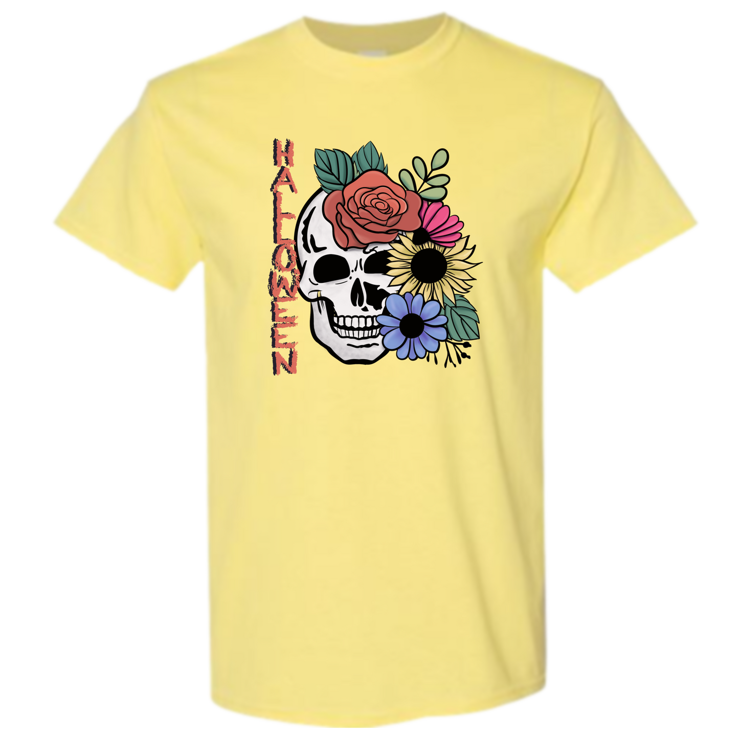 Halloween Skull & Flowers T-Shirt or Hoodie