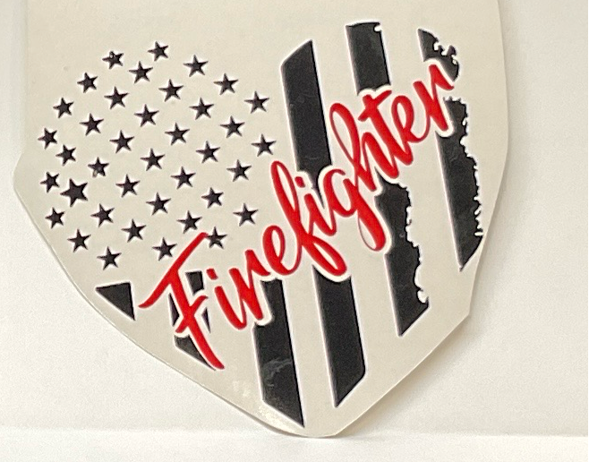 Firefighter Heart Distressed Flag Vinyl Decal
