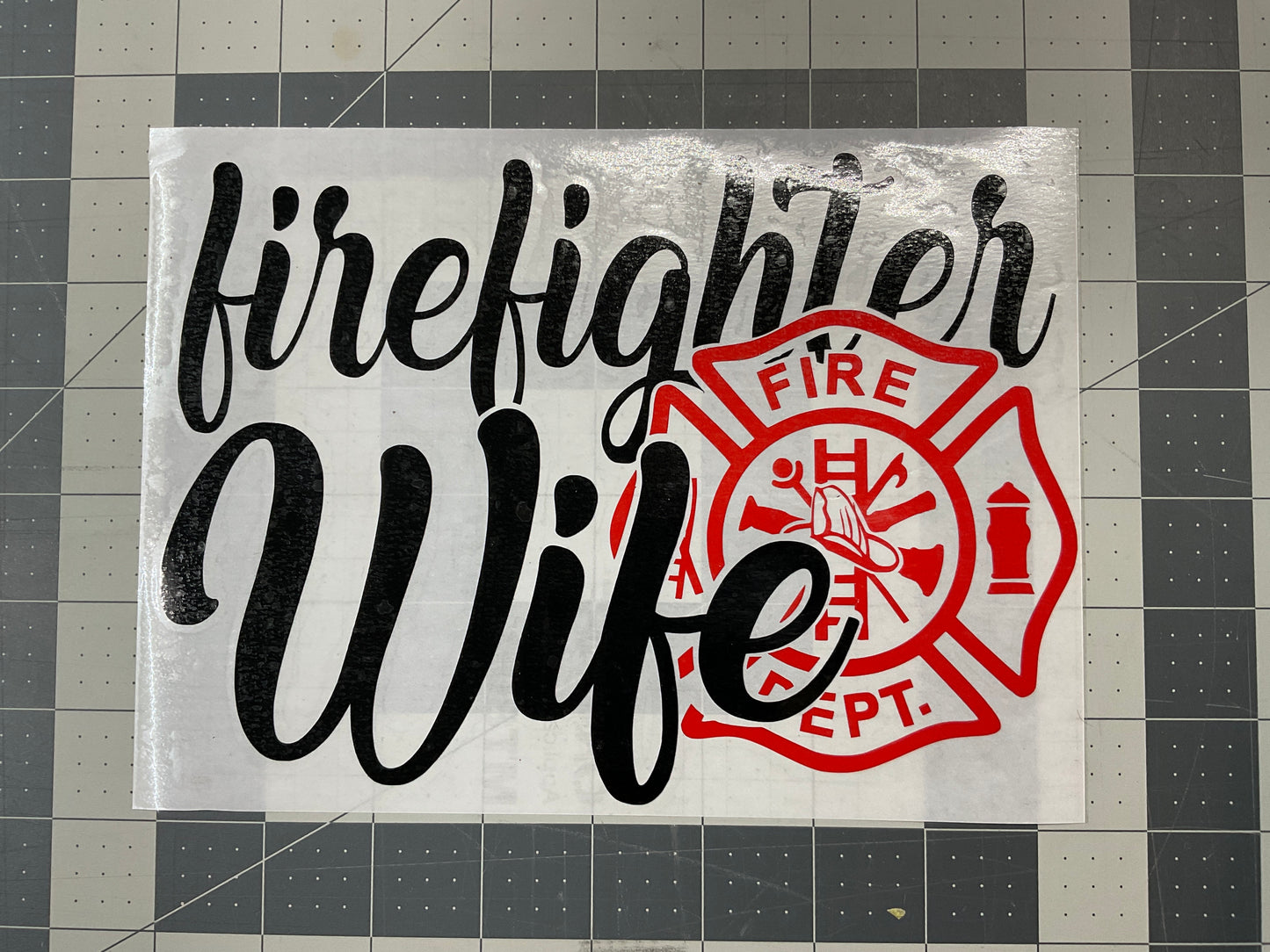 Maltese Cross Firefighter Wife Red & Black Vinyl Decal