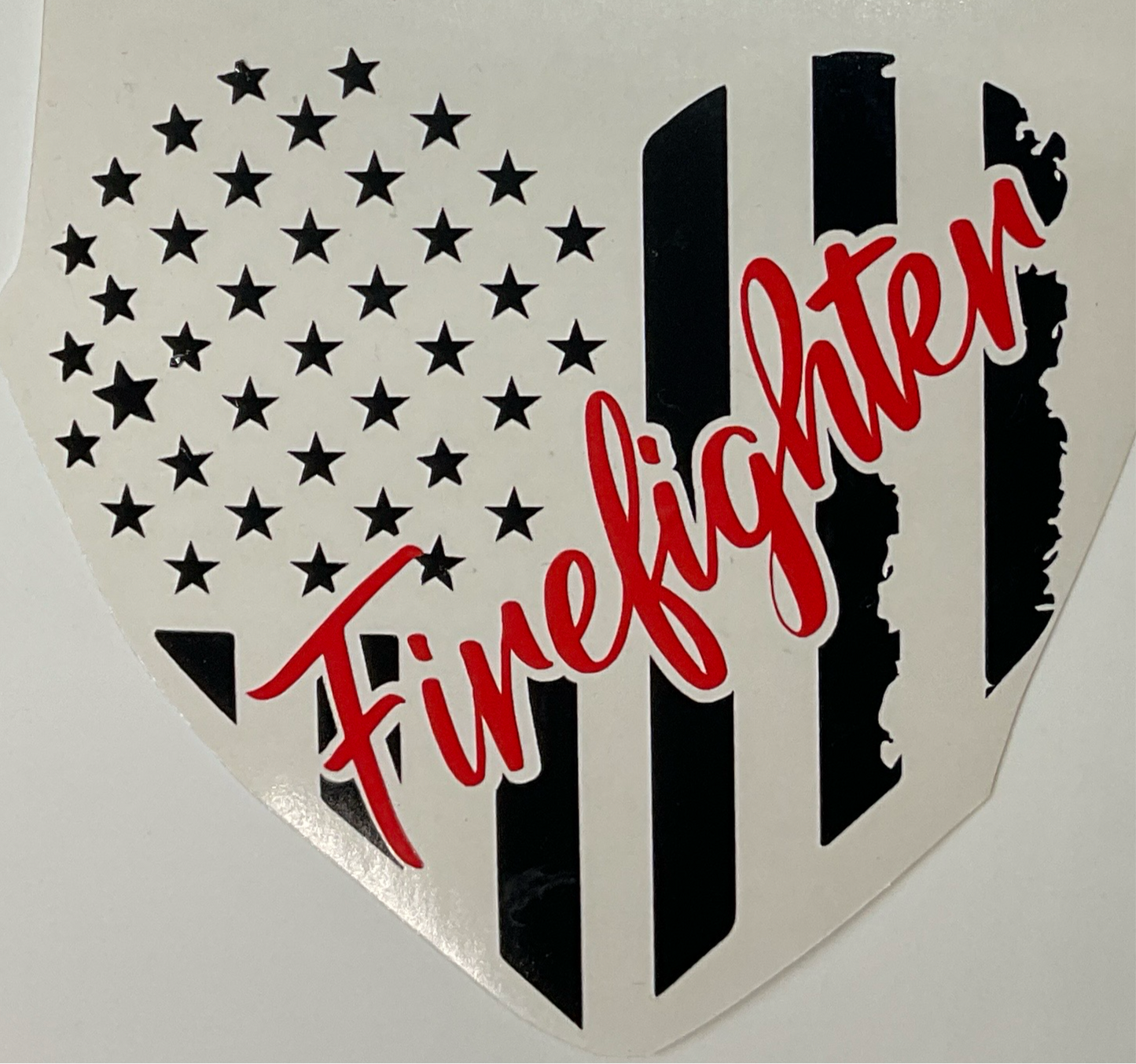 Firefighter Heart Distressed Flag Vinyl Decal