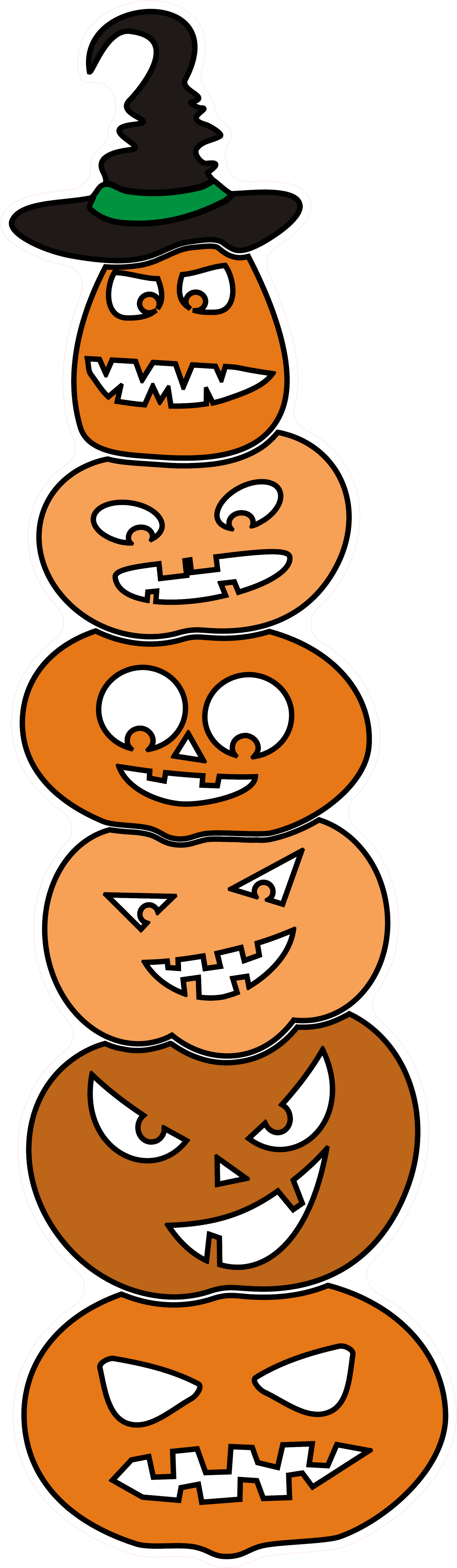 Halloween Jack-O-Lantern Tower with Witches Hat Repositionable Fabric Wall Sticker