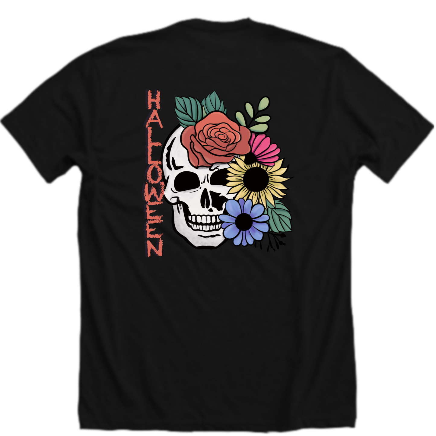 Halloween Skull & Flowers T-Shirt or Hoodie