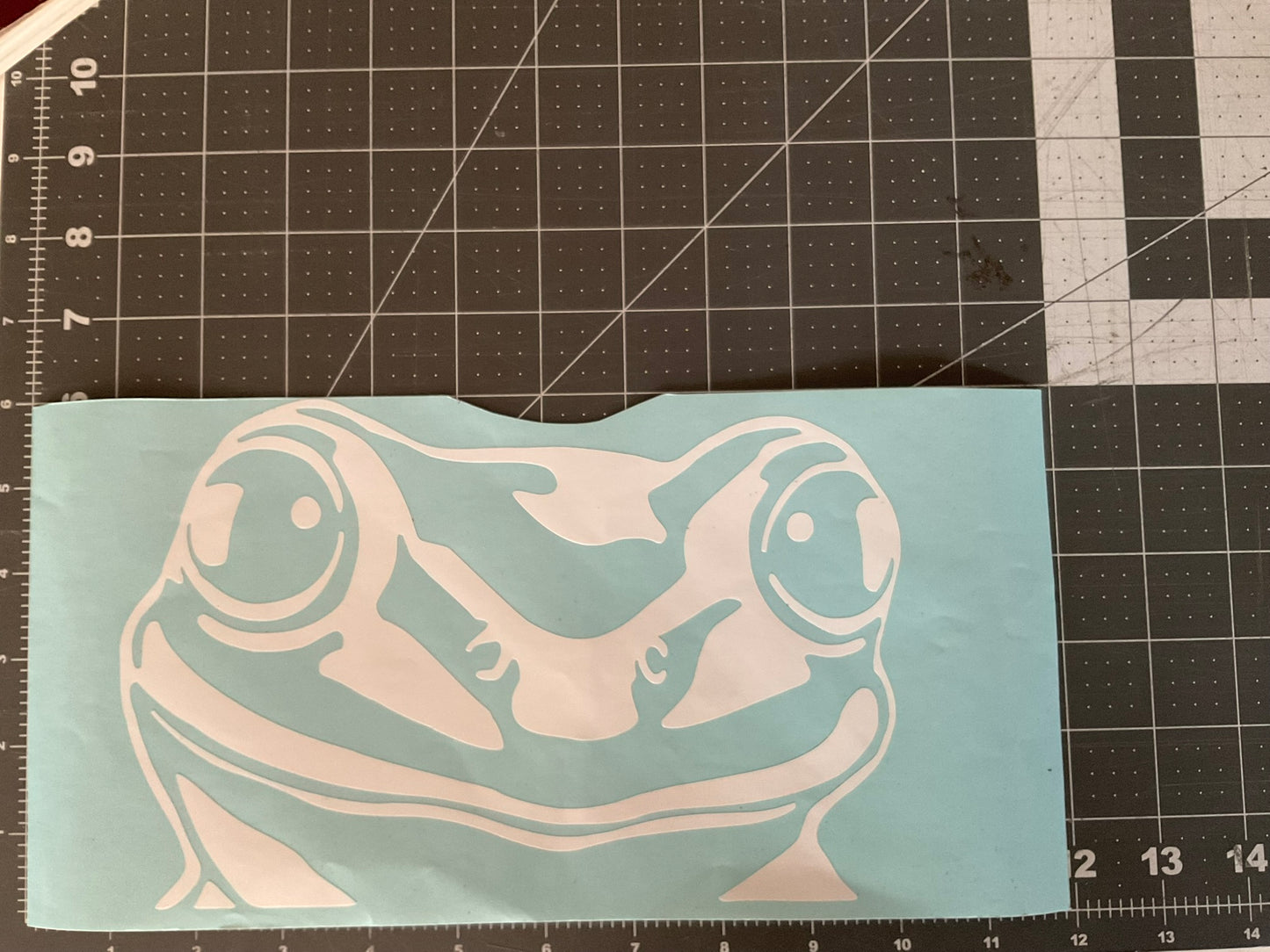 Frog Head Popping Over the Windowsill, Vinyl Decal, Cute Frog, Permanent Adhesive