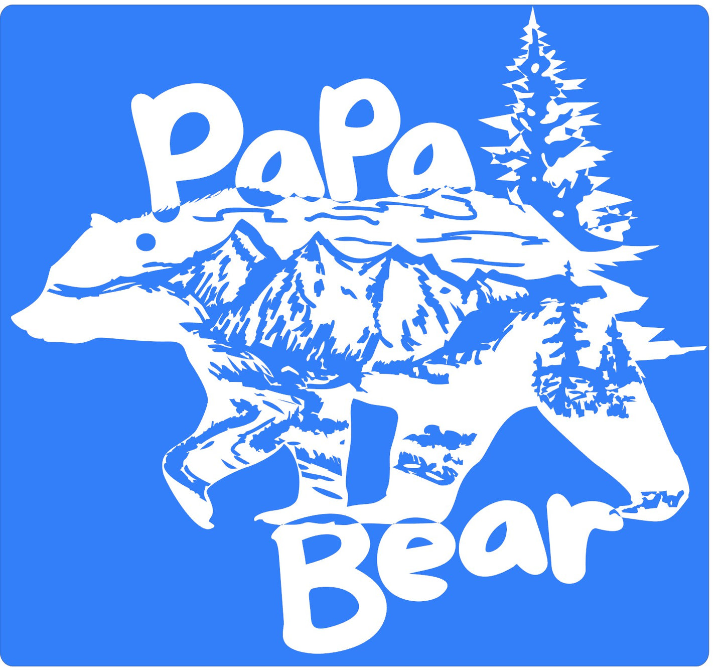 Papa Bear Mountain Scene Silhouette Vinyl Decal Black or White