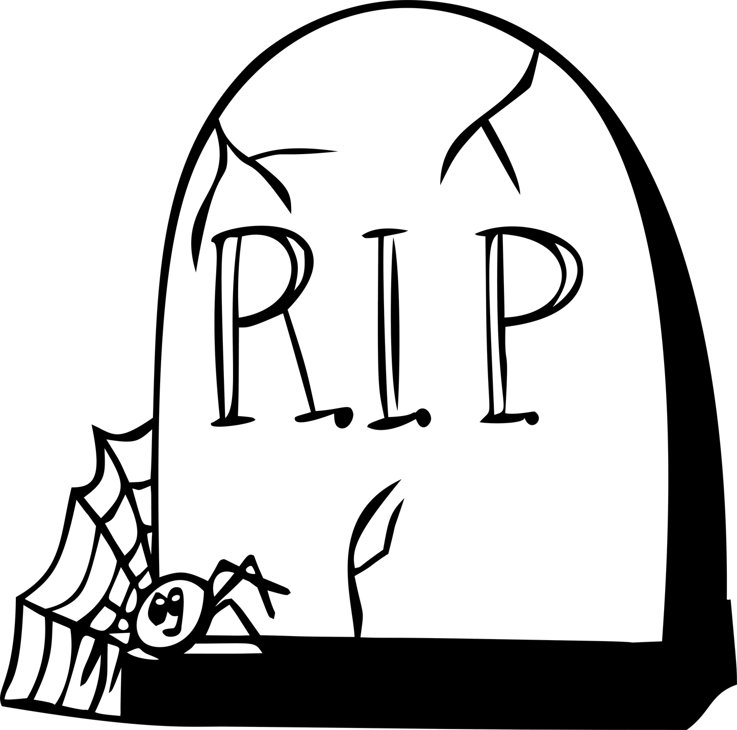 RIP Tombstone Spider and Web Halloween Large Vinyl Decal Home or Auto 24 x 24