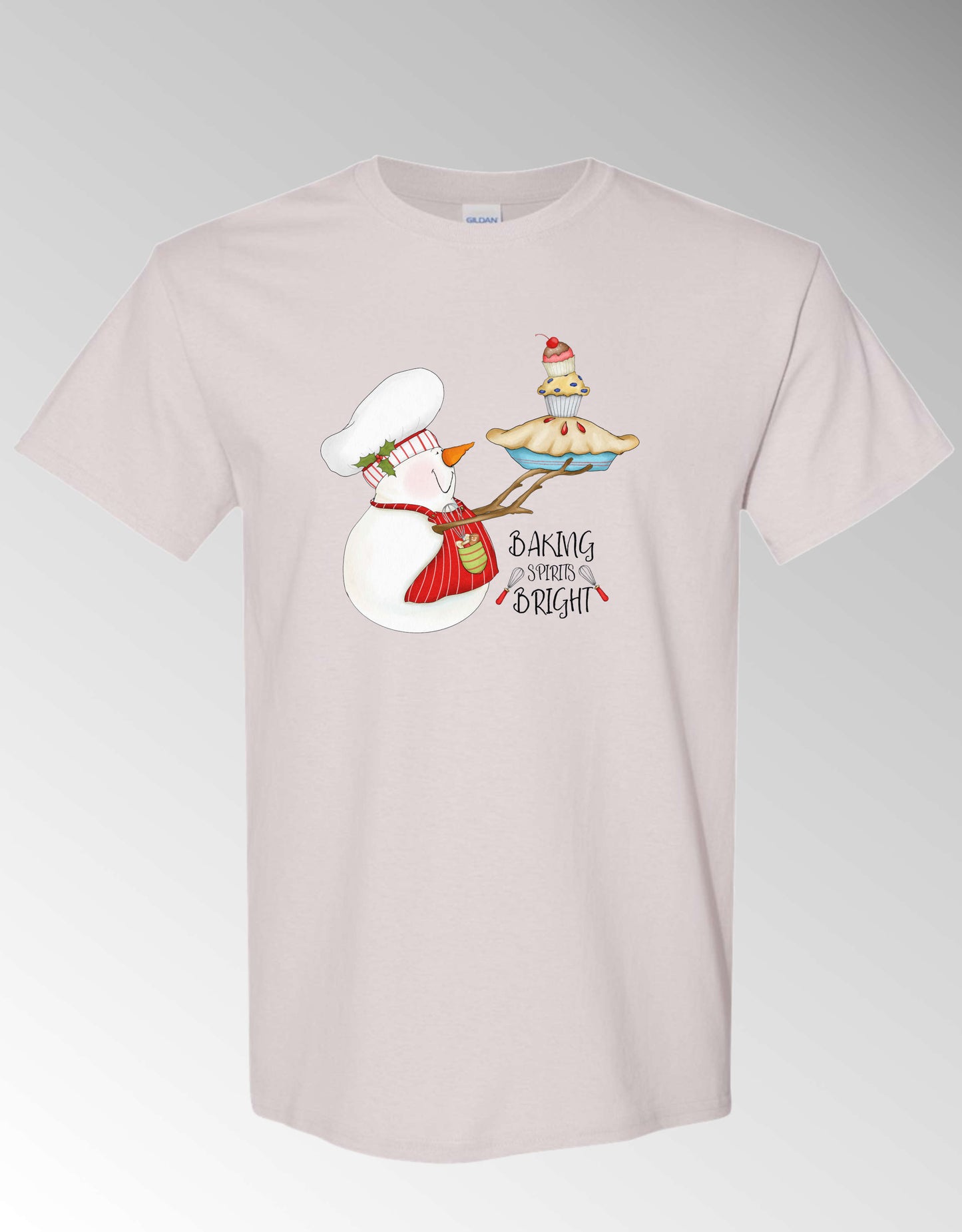 Baking Spirits Bright Short Sleeve T-Shirt White Holiday Christmas Unisex