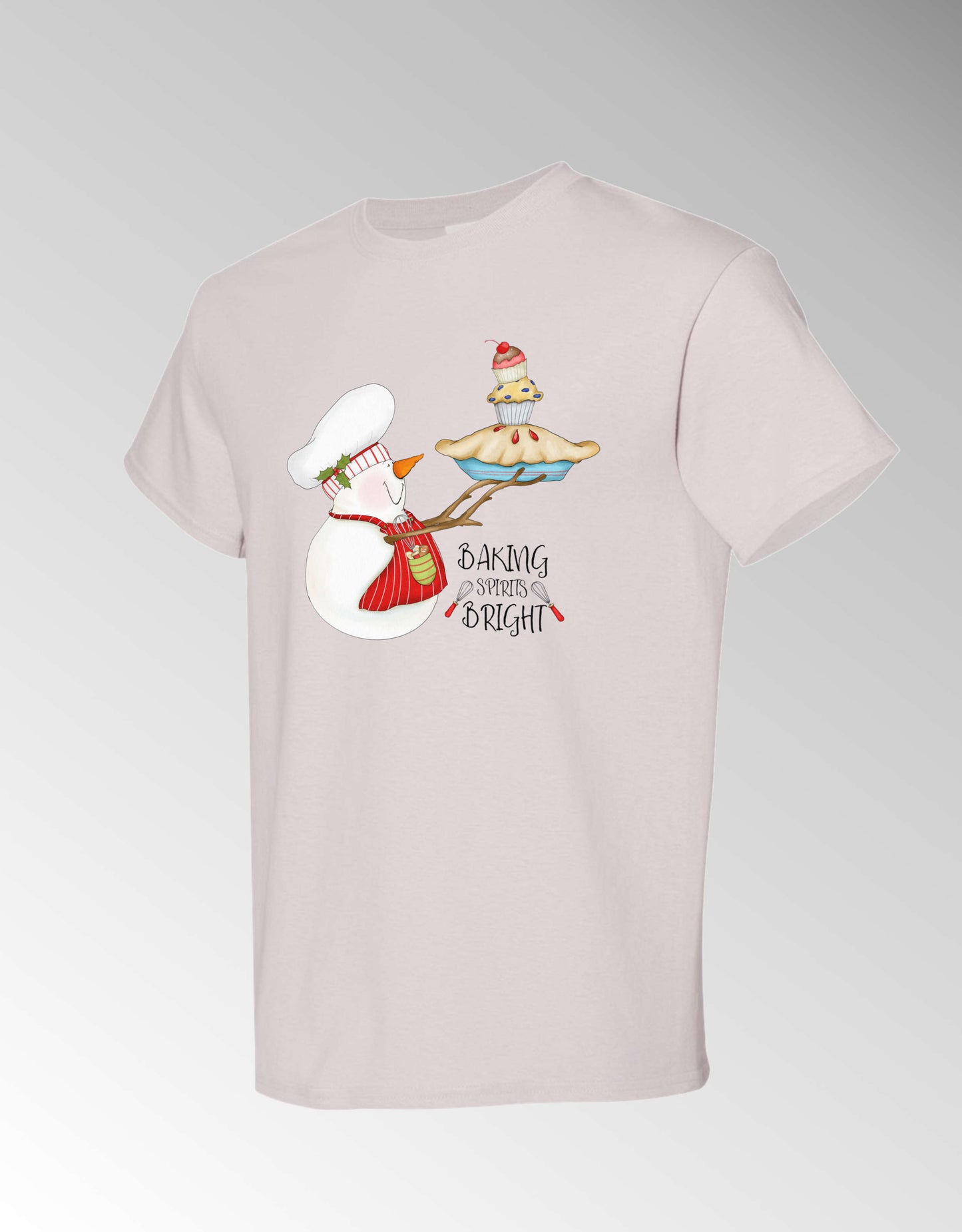 Baking Spirits Bright Short Sleeve T-Shirt White Holiday Christmas Unisex