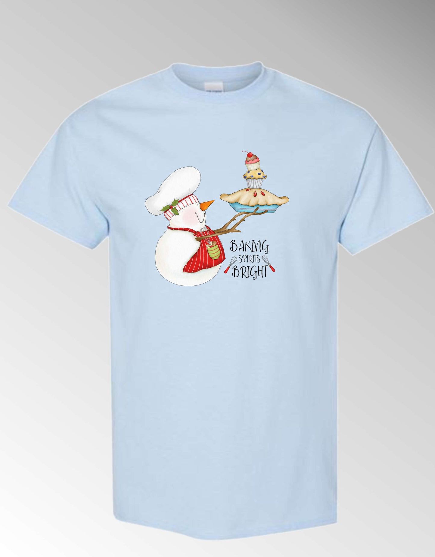 Baking Spirits Bright Short Sleeve T-Shirt White Holiday Christmas Unisex