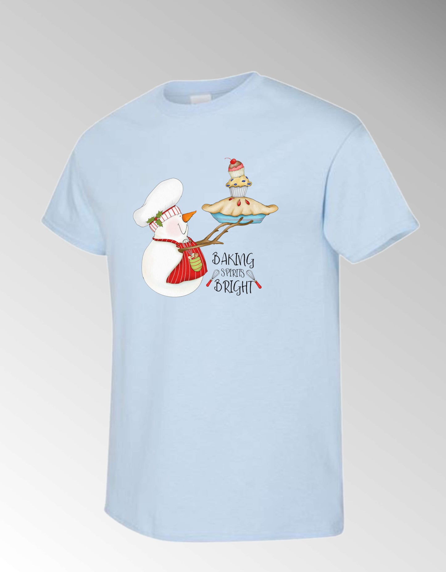 Baking Spirits Bright Short Sleeve T-Shirt White Holiday Christmas Unisex
