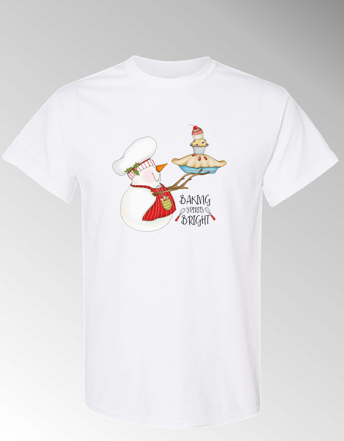 Baking Spirits Bright Short Sleeve T-Shirt White Holiday Christmas Unisex