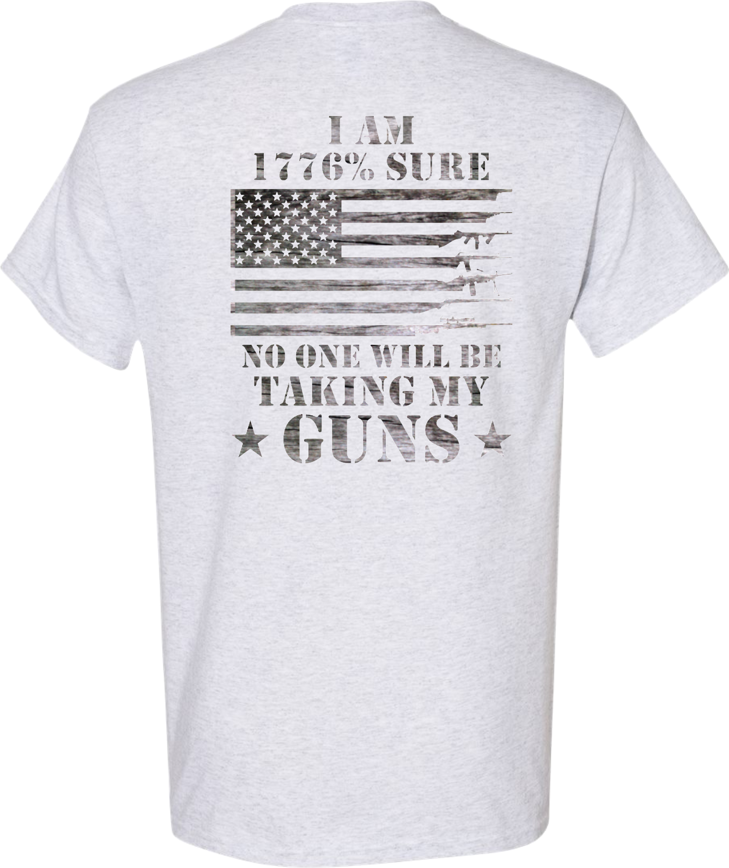 T-shirt, I'm 1776% Sure No One Will Be Taking My Guns, 100% Cotton, Marbled Black Design