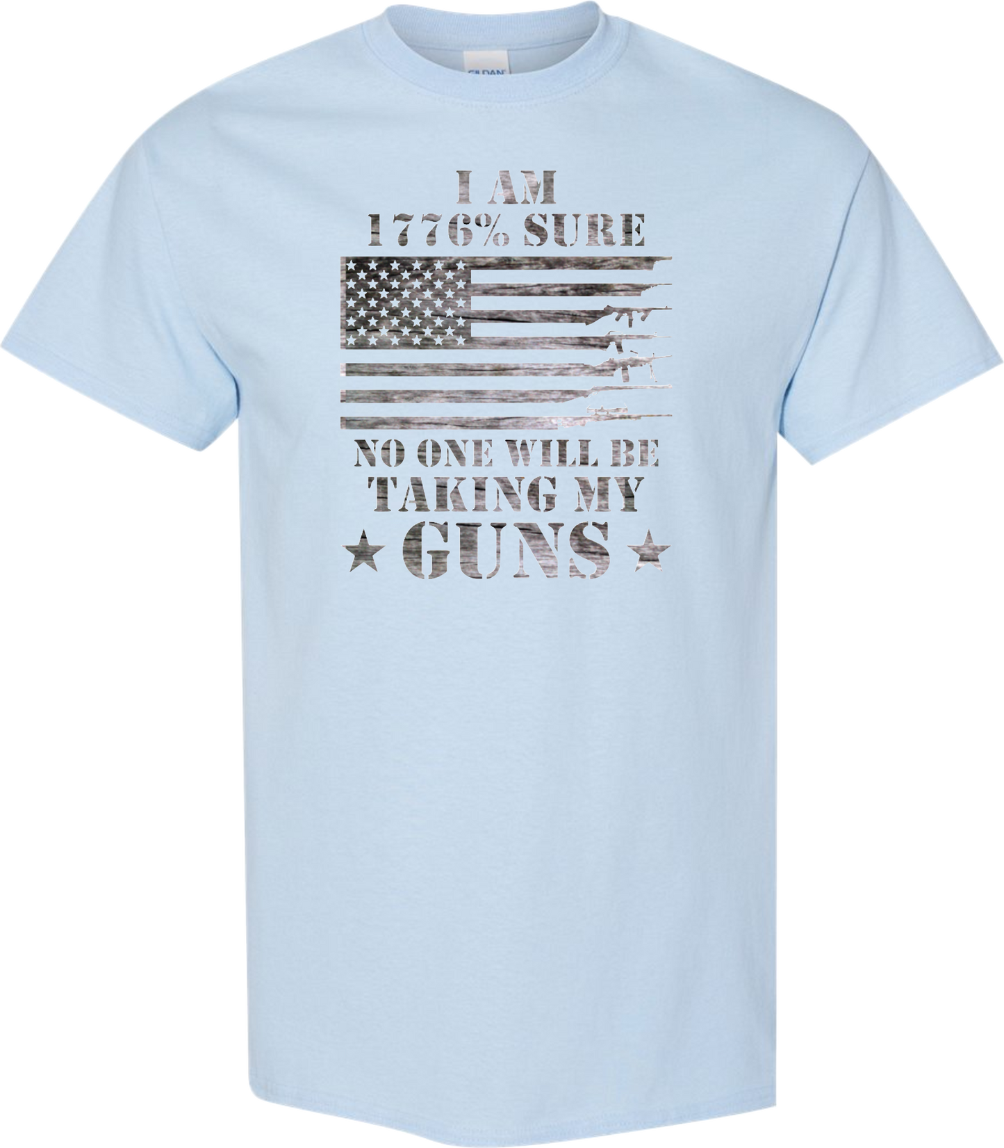 T-shirt, I'm 1776% Sure No One Will Be Taking My Guns, 100% Cotton, Marbled Black Design