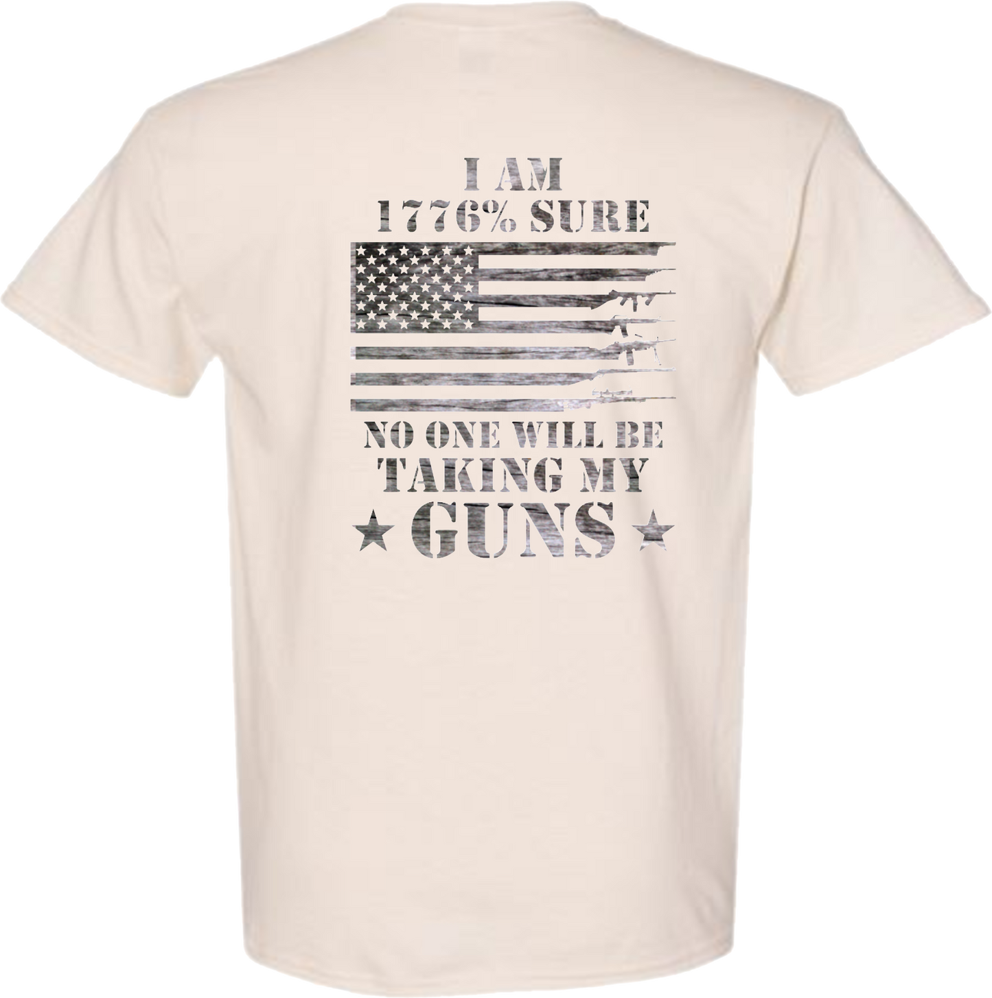 T-shirt, I'm 1776% Sure No One Will Be Taking My Guns, 100% Cotton, Marbled Black Design