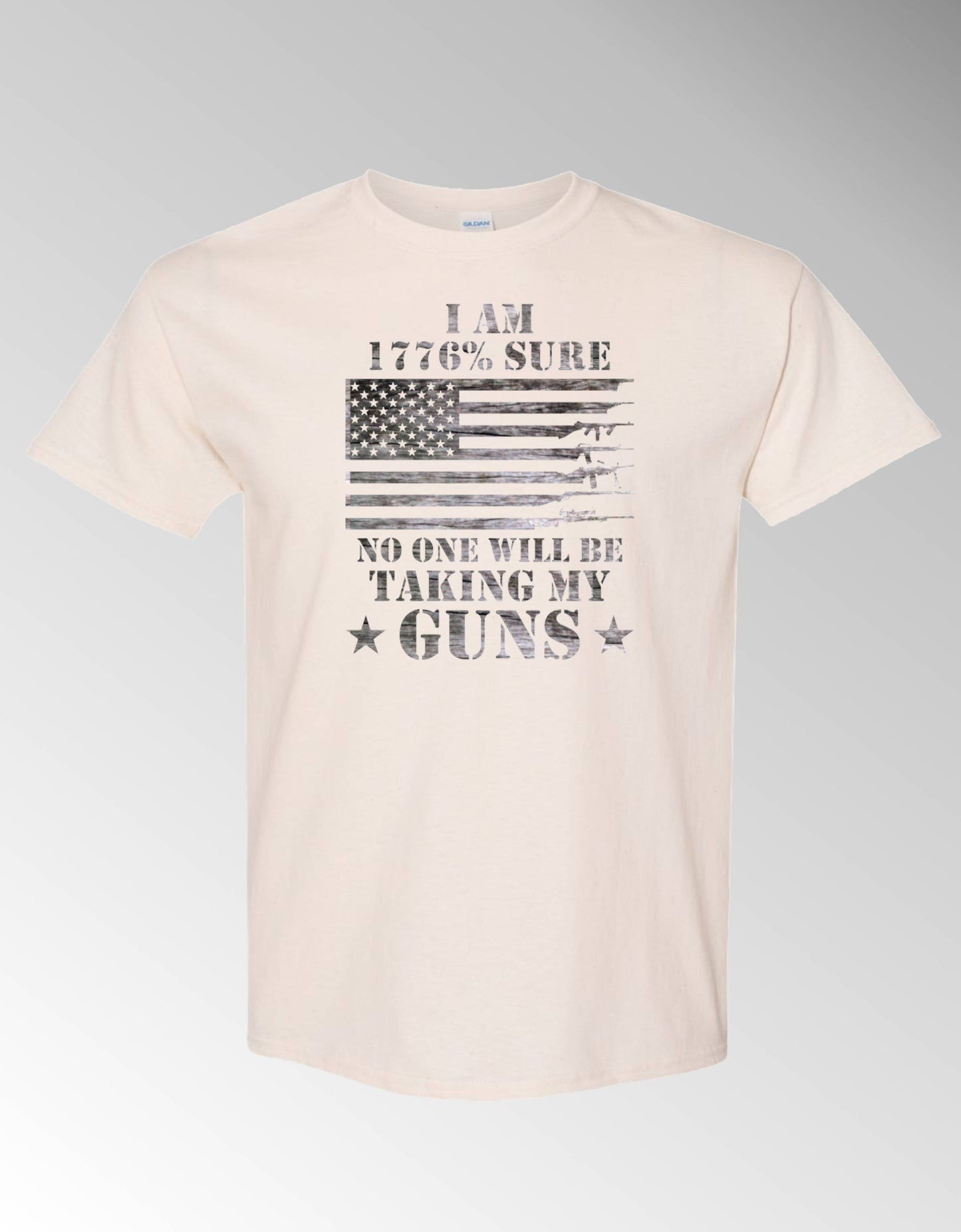 T-shirt, I'm 1776% Sure No One Will Be Taking My Guns, 100% Cotton, Marbled Black Design