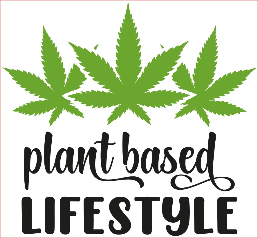 Weed Pot Marijuana VINYL Decal, PLANT BASED LIFESTYLE, Black Green 6"