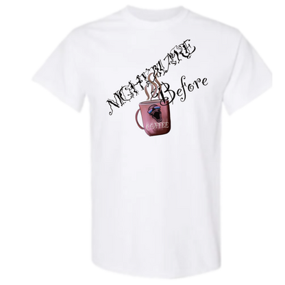 Adult Halloween T-Shirt "Nightmare Before Coffee" Beige or White, Coffee Cup & Skull