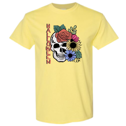 Halloween Skull & Flowers T-Shirt or Hoodie