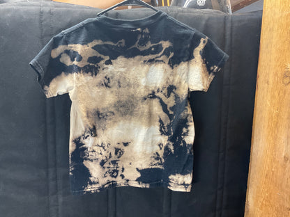 Youth Firefighter T-Shirt,  Distressed Flag, Maltese Cross - Bleached Black