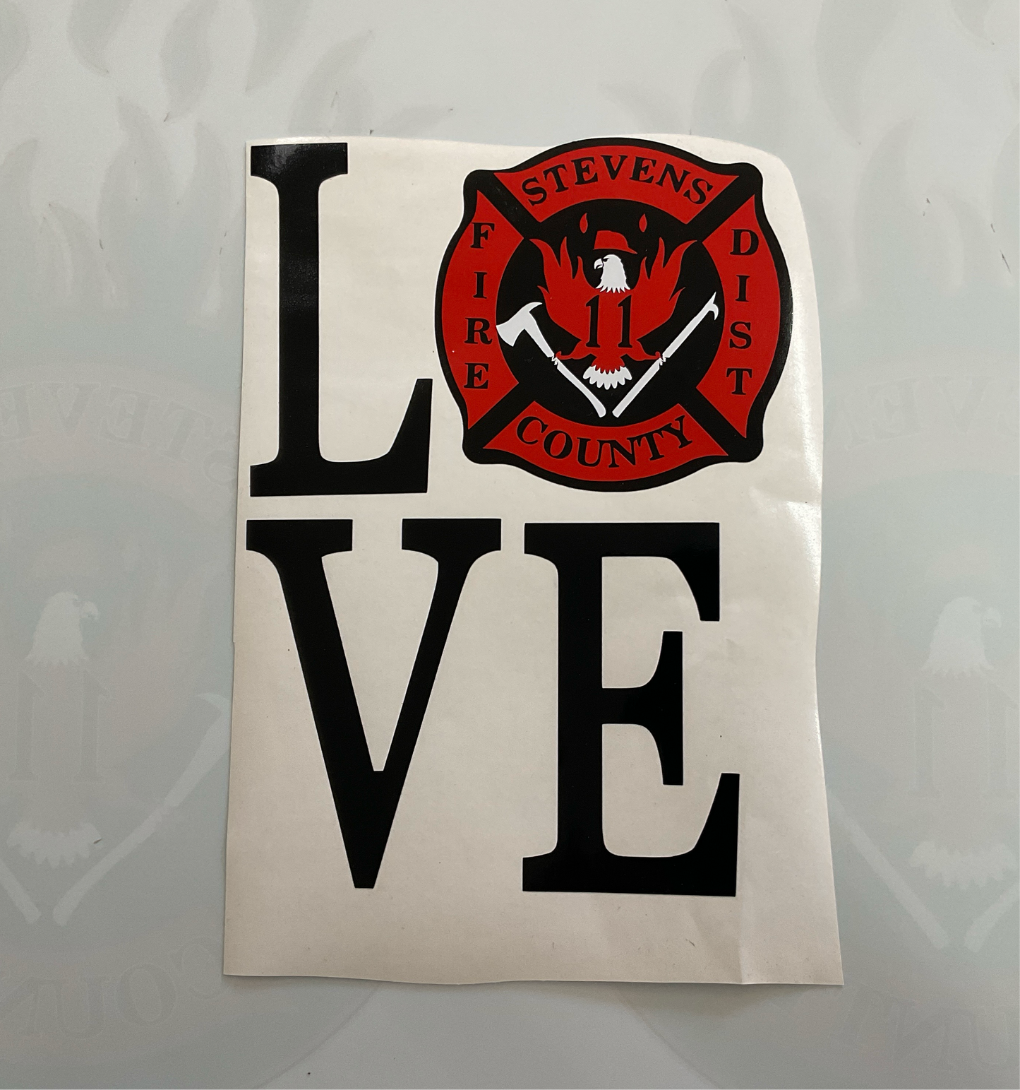 SCFD 11 LOVE Red & Black Vinyl Decal 4 Corner