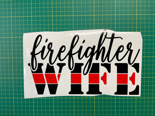 Firefighter Wife Red & Black Vinyl Decal