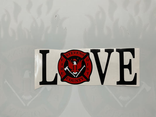 SCFD 11 LOVE Red & Black Vinyl Firefighter Decal in-line
