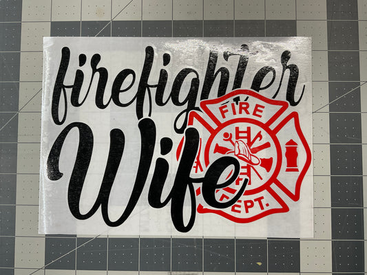 Maltese Cross Firefighter Wife Red & Black Vinyl Decal