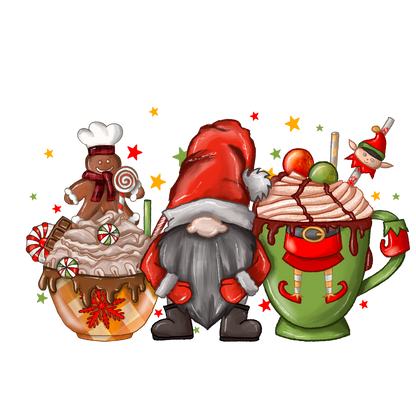 Christmas Gnome & Hot Chocolate Repositionable Fabric Wall Sticker Wall Decor