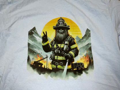Firefighter Sasquatch - Bigfoot Joins the Fight Peace T-shirt Supports Firefighters