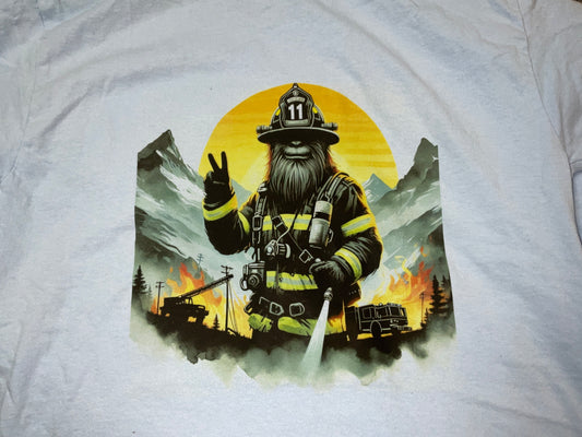 Firefighter Sasquatch - Bigfoot Joins the Fight Peace T-shirt Supports Firefighters