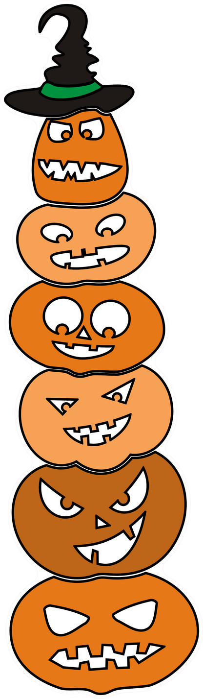 Halloween Jack-O-Lantern Tower with Witches Hat Repositionable Fabric Wall Sticker
