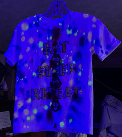 Eat Poop Sleep Poop Repeat Poop, Neon Splat T-Shirt on White