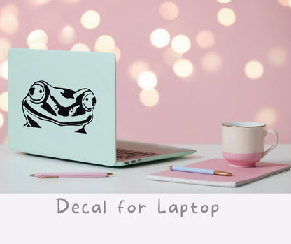 Frog Head Popping Over the Windowsill, Vinyl Decal, Cute Frog, Permanent Adhesive