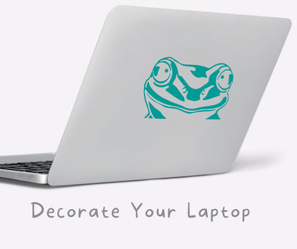 Frog Head Popping Over the Windowsill, Vinyl Decal, Cute Frog, Permanent Adhesive