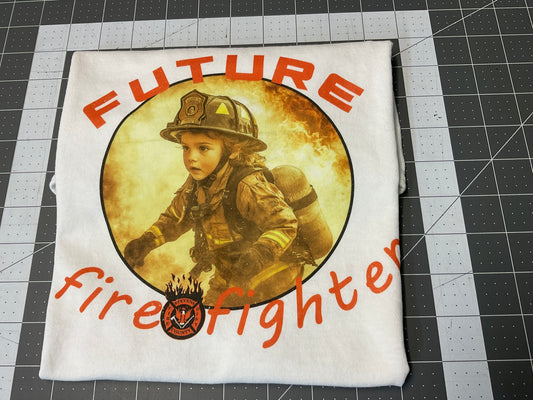 Future firefighter t-shirt girl with flames