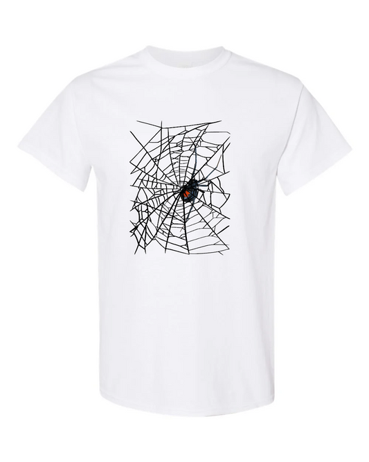 Black Widow on White T-Shirt, with Web