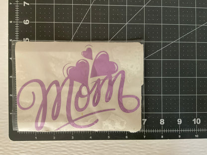 Love Mom Hearts Vinyl Decal Mother's Day Permanent Adhesive