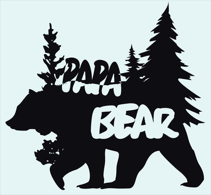 Papa Bear Pine Trees PAPA BEAR half stacked inside the Bear Silhouette Decal Vinyl