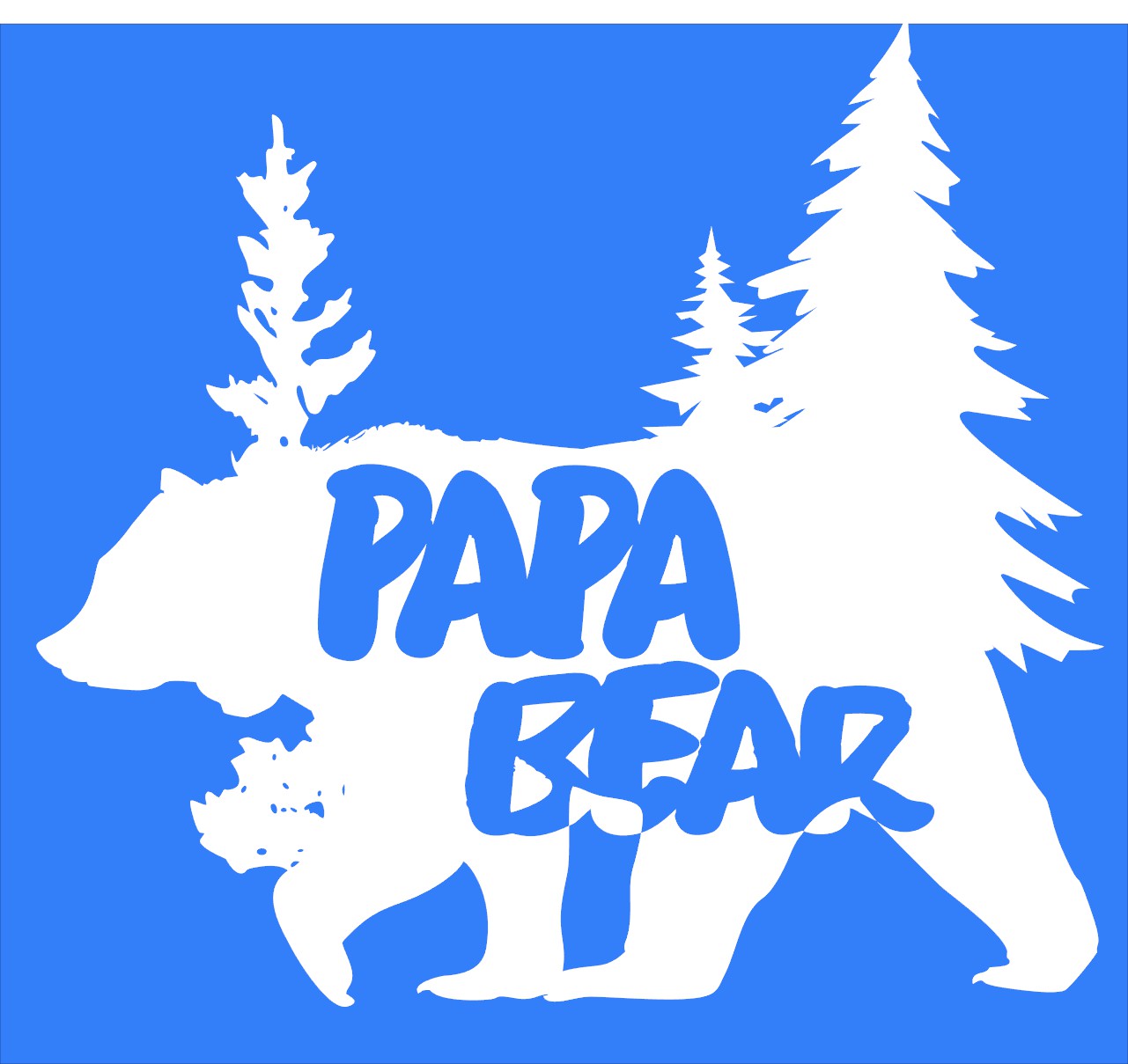 Papa Bear Pine Trees PAPA BEAR stacked inside the Bear Silhouette Decal
