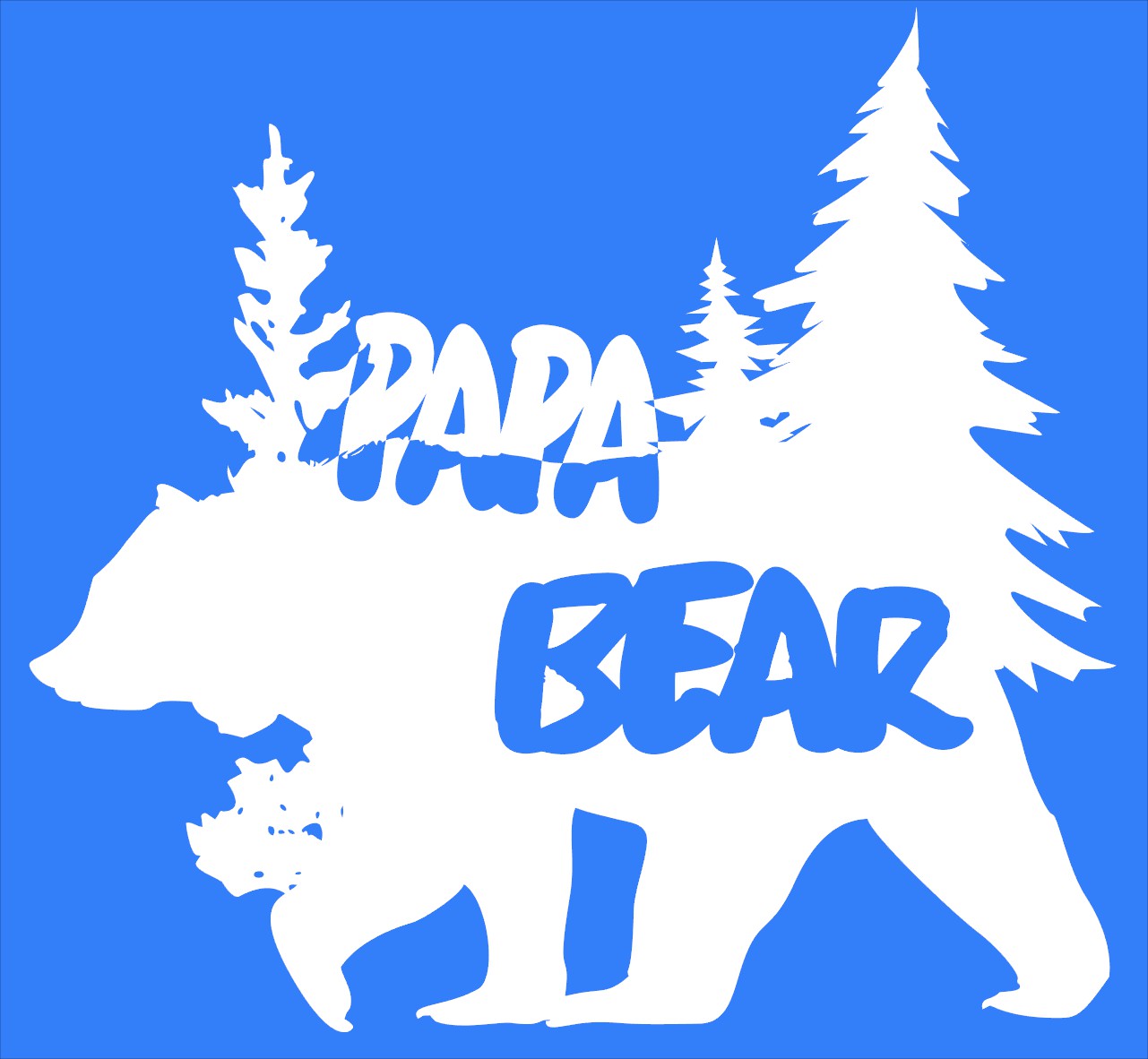Papa Bear Pine Trees PAPA BEAR half stacked inside the Bear Silhouette Decal Vinyl