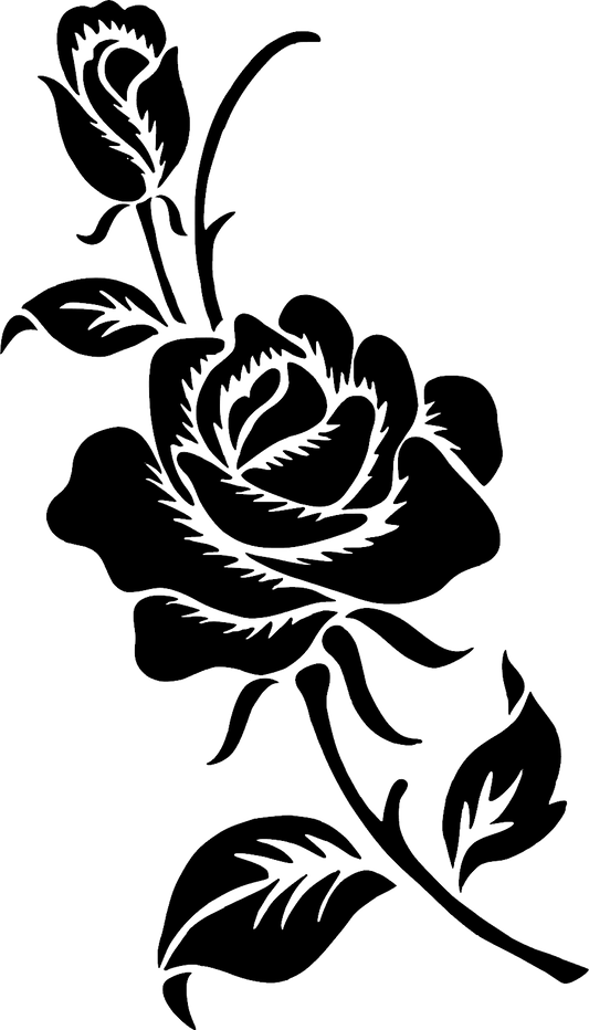 Rose Silhouette Decal, Car, Window, Laptop, Mirror, Long-Stem Rose Vinyl