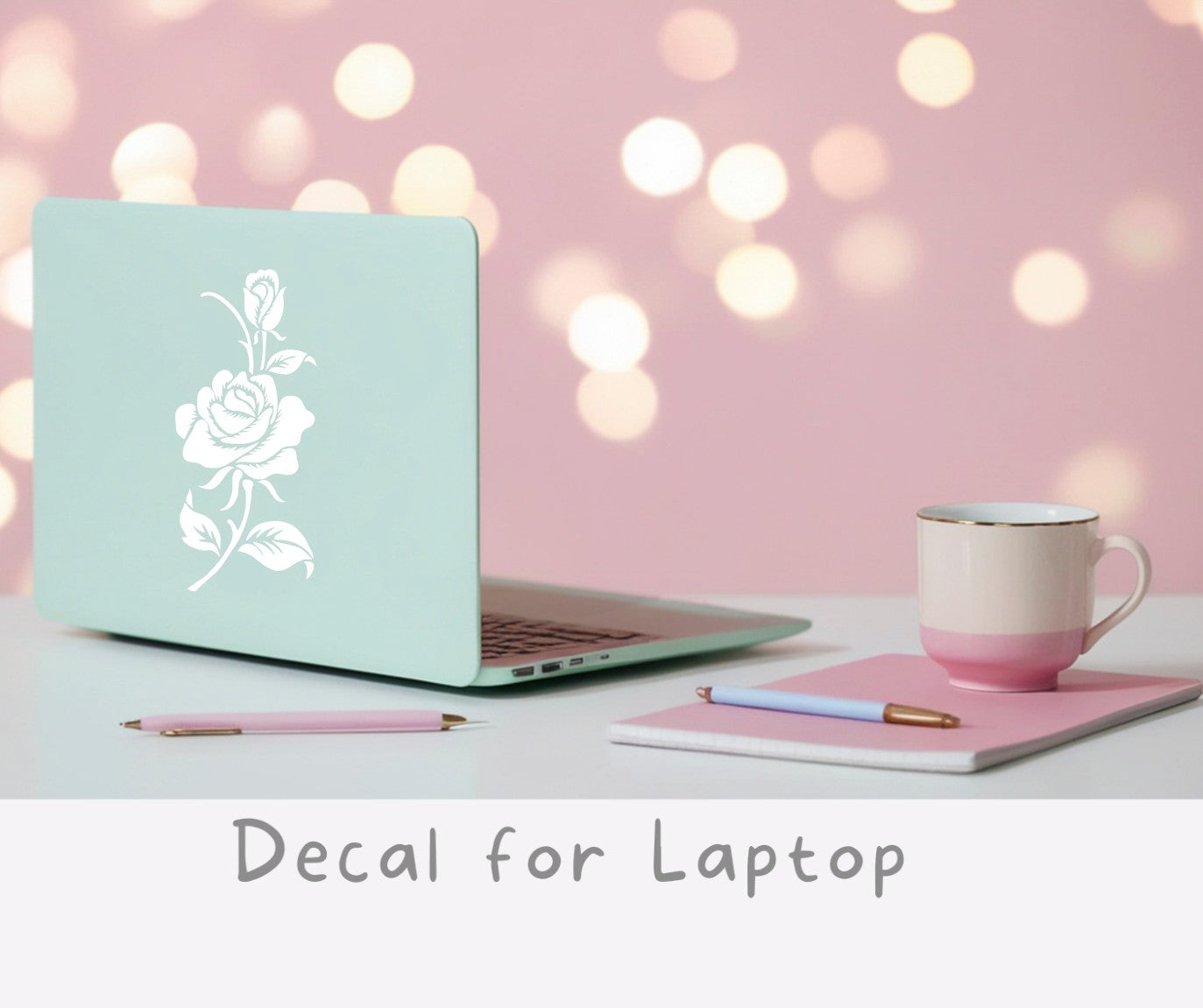 Rose Silhouette Decal, Car, Window, Laptop, Mirror, Long-Stem Rose Vinyl
