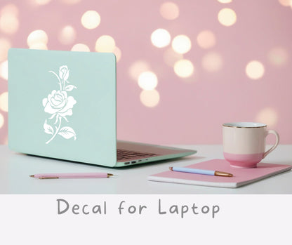 Rose Silhouette Decal, Car, Window, Laptop, Mirror, Long-Stem Rose Vinyl