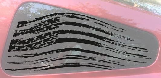 American Flag Distressed Car Vinyl Corner Window Decal Permanent Adhesive