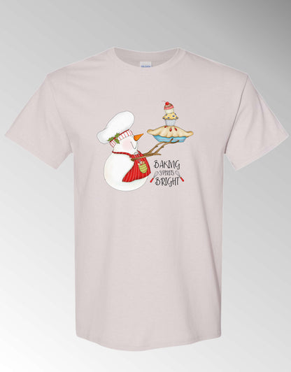 Baking Spirits Bright Short Sleeve T-Shirt White Holiday Christmas Unisex