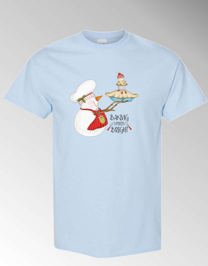 Baking Spirits Bright Short Sleeve T-Shirt White Holiday Christmas Unisex
