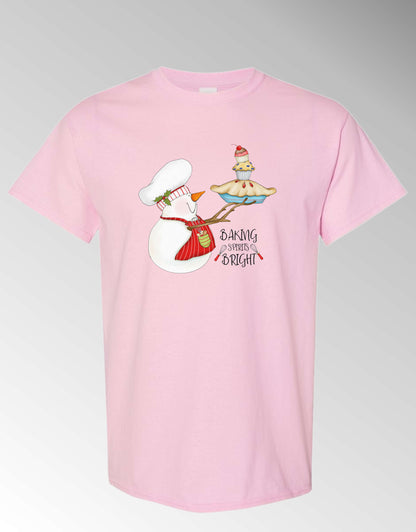 Baking Spirits Bright Short Sleeve T-Shirt White Holiday Christmas Unisex