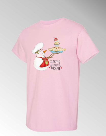Baking Spirits Bright Short Sleeve T-Shirt White Holiday Christmas Unisex