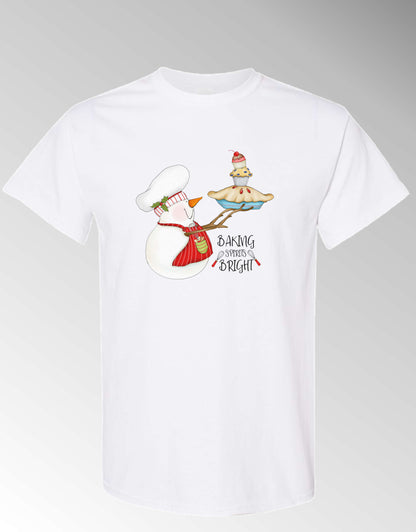 Baking Spirits Bright Short Sleeve T-Shirt White Holiday Christmas Unisex