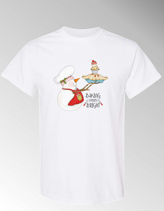 Baking Spirits Bright Short Sleeve T-Shirt White Holiday Christmas Unisex